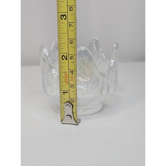 Iridescent Glass Tulip Votives Gorgeous White Vintage Candle Holders Pair 2"x2" - Picture 7 of 7